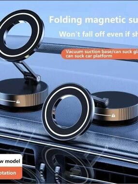 Magnetic Folding Car Phone Mount - Black